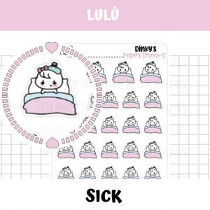 Sick Day Sticker Sheet | Kawaii Feeling Unwell Planner Stickers | Cute Rest and Recovery Journal Stickers