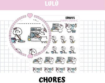 Chores Sticker Sheet | Kawaii Cleaning & Cute household chore journal Stickers