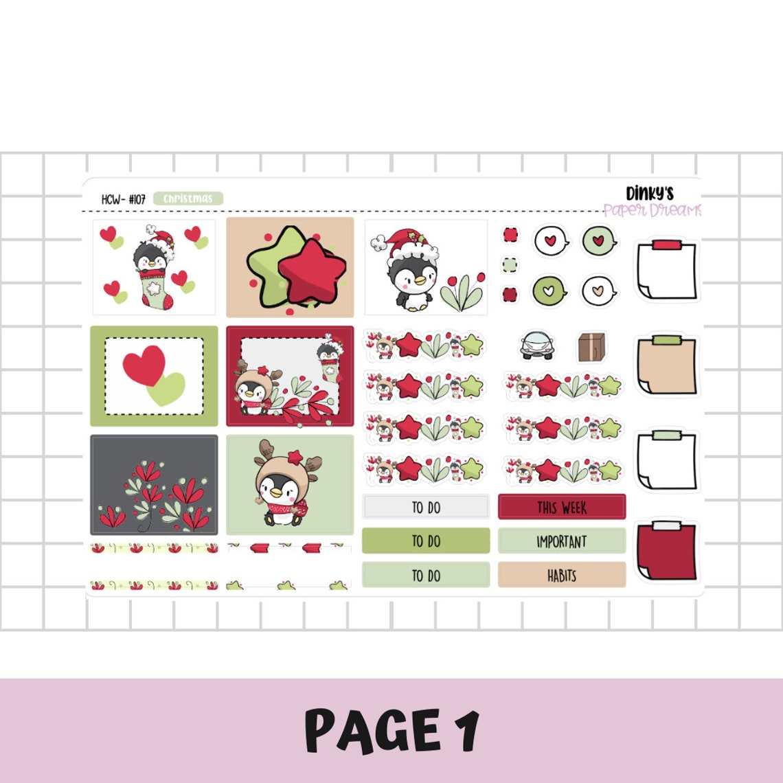 Christmas Sticker Kit Hobonichi Cousin Weekly Kit Cute Hobonichi Cousin ...