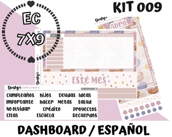 KIT 008 Spring Sticker KIT Erin Condren Spanish Dashboard Stickers Blooming Spring April EC Dashboard Sticker Kit in Spanish