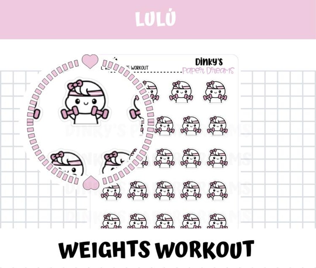 Weights Workout Sticker Sheet | Kawaii Arm Day Planner Stickers | Cute ...