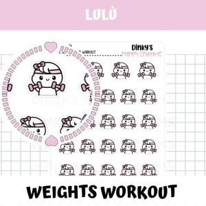 Weights Workout Sticker Sheet | Kawaii arm day Planner Stickers | Cute Fitness & Gym Journal Stickers
