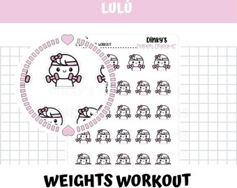 Weights Workout Sticker Sheet | Kawaii arm day Planner Stickers | Cute Fitness & Gym Journal Stickers