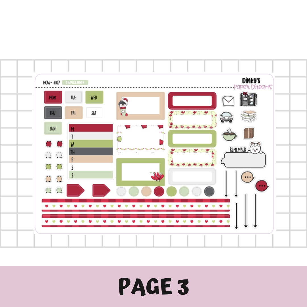 Christmas Sticker Kit Hobonichi Cousin Weekly Kit Cute Hobonichi Cousin ...