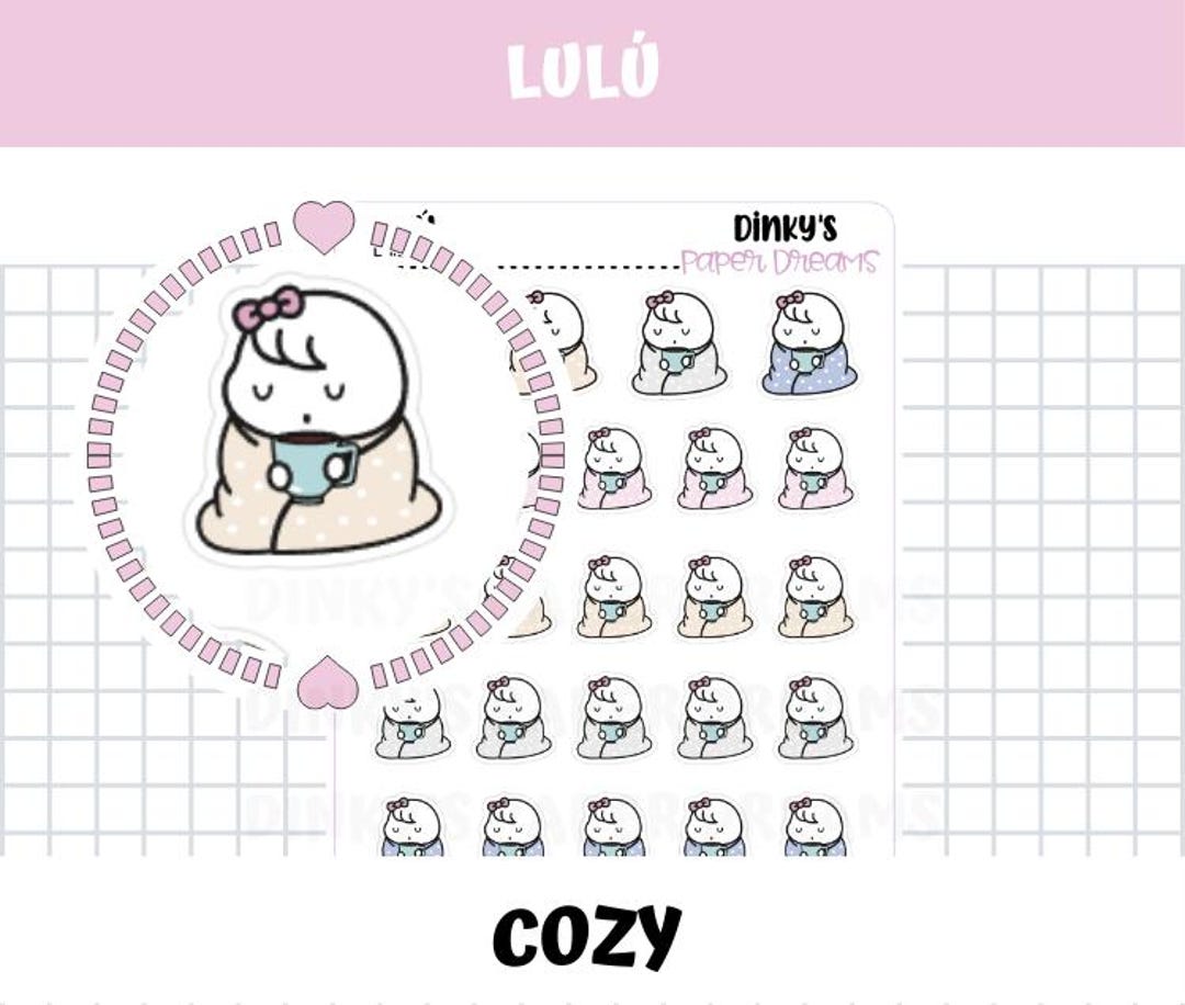 Cozy Sticker Sheet | Kawaii Comfy Planner Stickers | Cute Hygge & Self ...