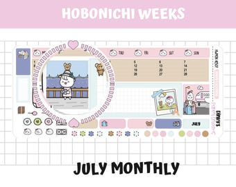 July Hobonichi Weeks Sticker Kit | Travel Monthly Planner Stickers