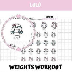 Weights Workout Sticker Sheet | Kawaii arm day Planner Stickers | Cute Fitness & Gym Journal Stickers