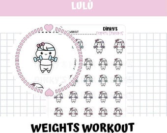 Weights Workout Sticker Sheet | Kawaii arm day Planner Stickers | Cute Fitness & Gym Journal Stickers