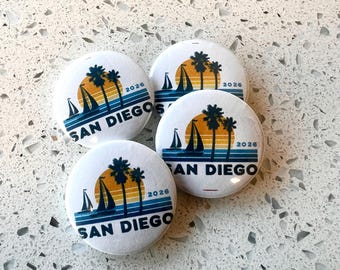 San Diego 2026 Convention Button Pin: Eternal Happiness Souvenir