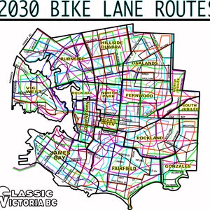 Victoria BC Bike Lane Routes 2030