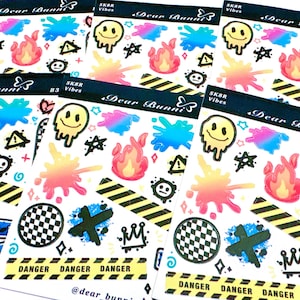 Skater Aesthetics Sticker Sheet 3x4 in. |Cool, Skater and Spraypaint | handmade Matte Vinyl sticker sheet for Journaling, Deco and More!