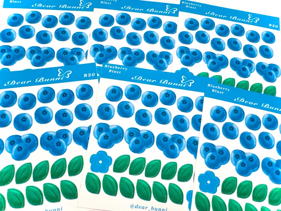 Blueberry Sticker Sheet 3x4 In. |blueberries, Cute and Yummy Fruit ...