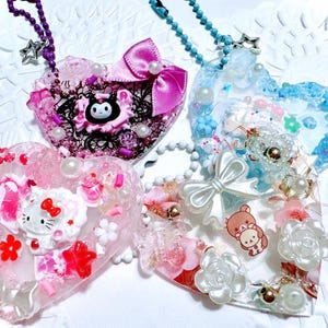 Kawaii Decoden Cabochon Keychains| handmade Cute Keychain, Cinnamonroll, Kitty, Kuro, Pom Pudding, My Melo| Limited Stock