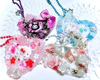 Kawaii Decoden Cabochon Keychains| handmade Cute Keychain, Cinnamonroll, Kitty, Kuro, Pom Pudding, My Melo| Limited Stock