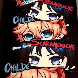 Scaramouche Childe Peeker Large Sticker 2x4 in. |Scaramouche/Wanderer, Tartaglia/Childe| handmade Decal Waterproof Glossy Vinyl stickers