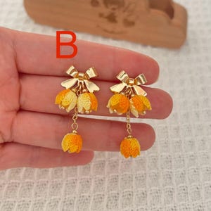 Handmade Micro Crochet Flowers Dangle Earrings, Crochet Lily of Valley Earrings gift for Her Dainty Earrings Handmade Jewelry