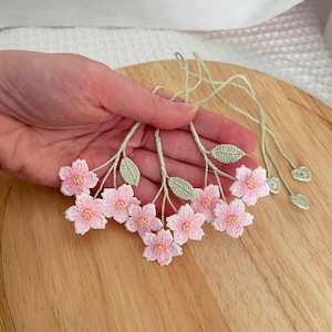 Handmade Micro Crochet Pink Cherry Blossom Bookmark, Unique Reader Gift