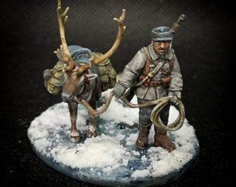 Bolt Action Chain of Command 28mm Finnish Reindeer with Handler Resin