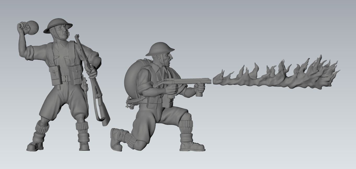 WWII British 8th Army Assault Engineers Flamethrower Team (2 Models ...