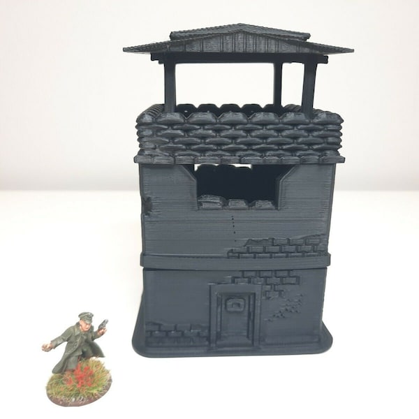 Wargaming Terrain Guard Tower PLA 1/56 Scale Bolt Action / Chaîne de Commandement