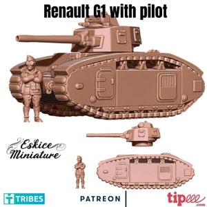 WWII French Renault G1 Tank with Driver Various Scales Historical Wargaming (US tariffs are pre-paid by us)