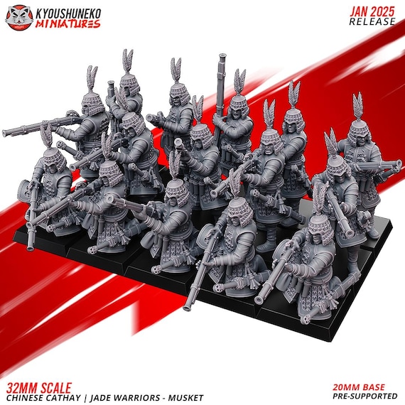 Ancient Chinese Cathay Jade Warriors Musket Unit (10 Models