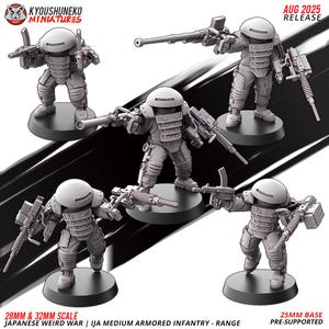 WWII Weird War IJA Japanese Medium Armoured Ranged Infantry (5 models) Various Scales Historical Wargaming (US tariffs are pre-paid by us)