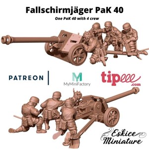 Duitse Fallschirmjager Pak 40 met bemanning (4 modellen) Diverse schalen Historisch Wargaming