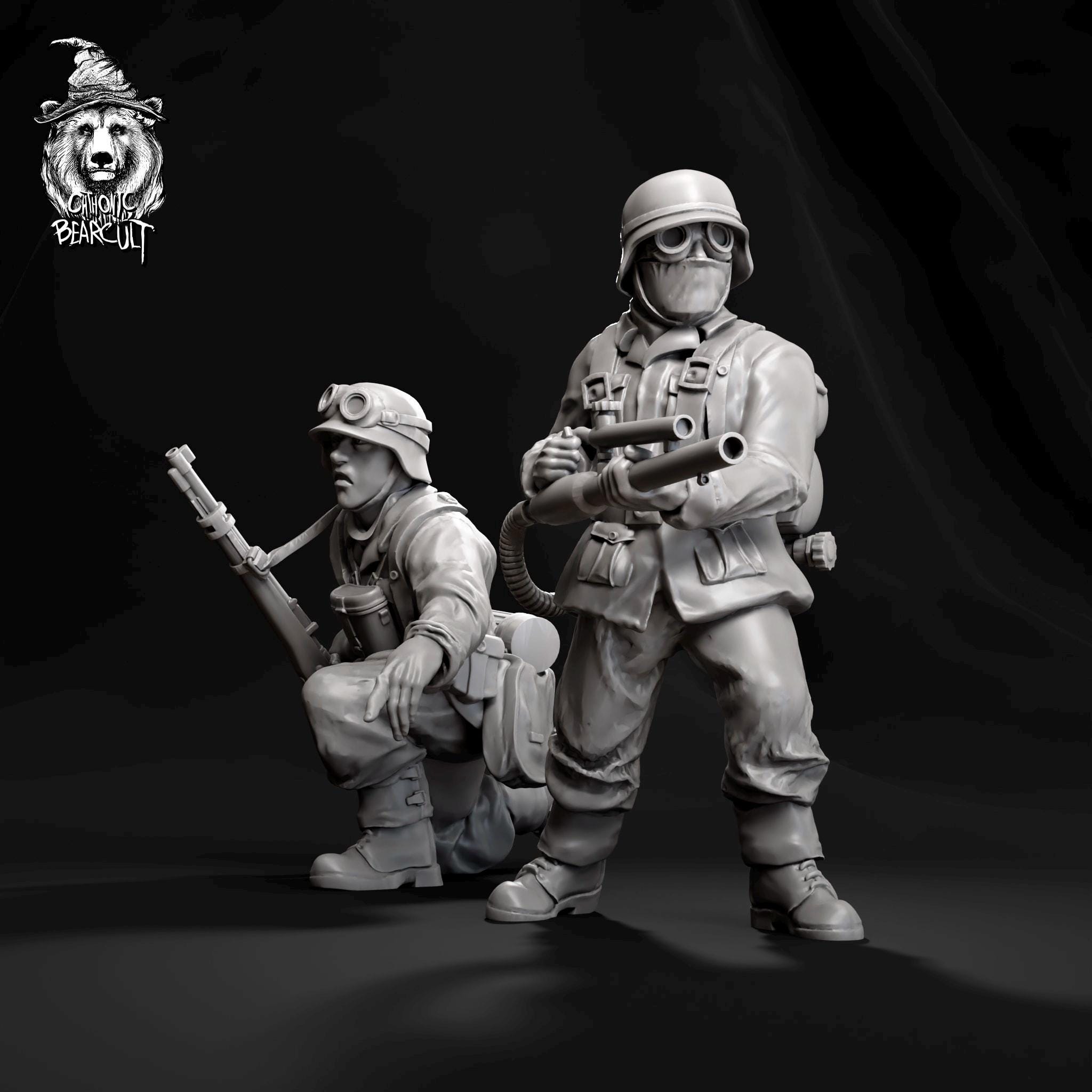 WWII German Assault Pioneers Flamethrower 41 Team (2 Models