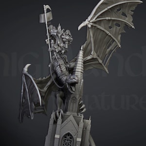 Lord Necromancer Ezekiel on Zombie Dragon with Scenic Base Highland Miniatures Transilvanya Undead Hero Various Scales
