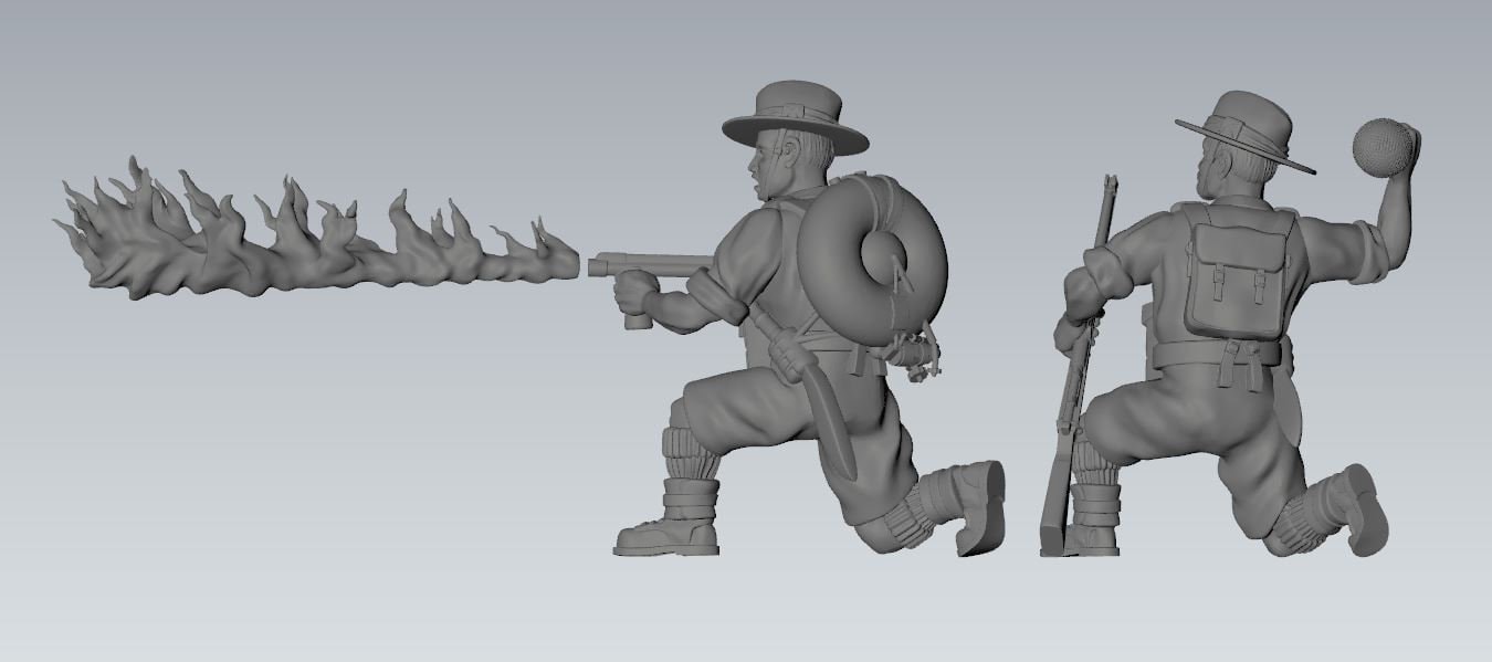 WWII British Gurkha Assault Engineers Flamethrower Team (2 Models ...