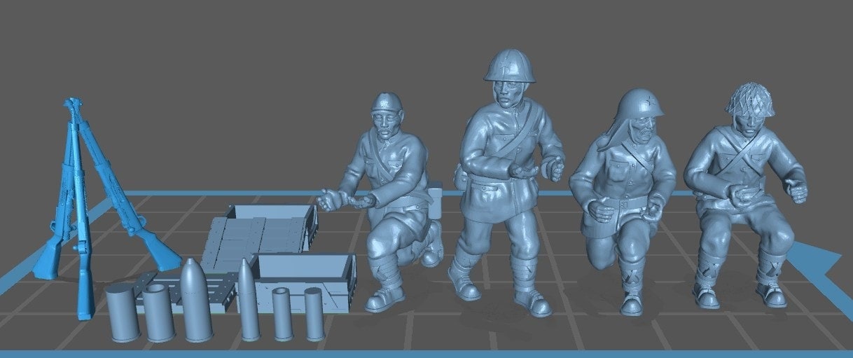 Set Di 6 Figure Militari In Resina – Equipaggio Artiglieria Americana – WW2 – Scala 1:16 – Kit Non Montato