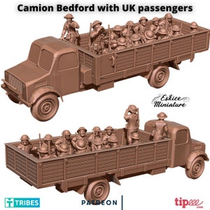 Britse Camion Bedford-truck uit WO II met troepen verschillende schalen Historisch wargaming (Amerikaanse tarieven worden door ons vooraf betaald)