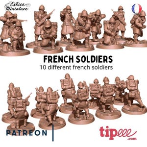 第二次世界大戦フランス歩兵隊（10モデル）様々なスケールの歴史的ウォーゲーム