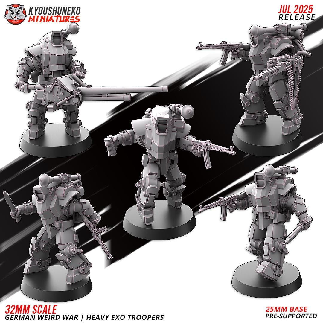 German Weird War Heavy Exo Trooper Infantry (5 Models) Various