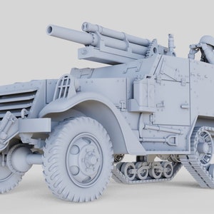 WWII US T19 HMC Halftrack with 105mm Howitzer Various Scales Historical Wargaming