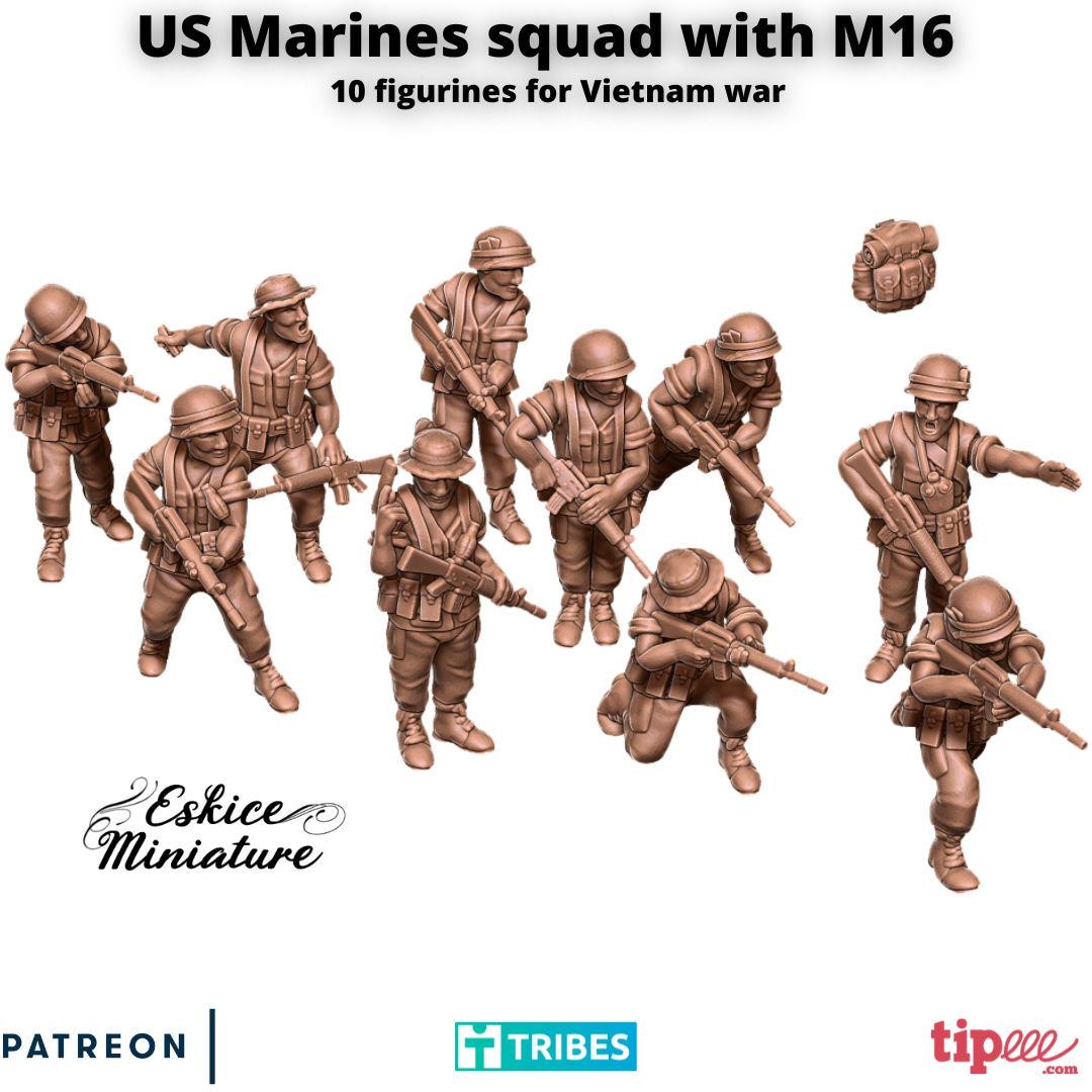 ベトナム戦争時のアメリカ海兵隊員（M16装備）（10体セット）各種