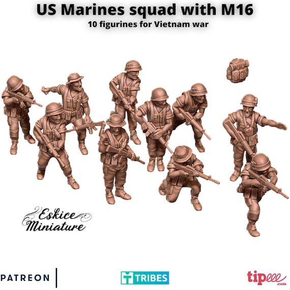 ベトナム戦争時のアメリカ海兵隊員（M16装備）（10体セット）各種