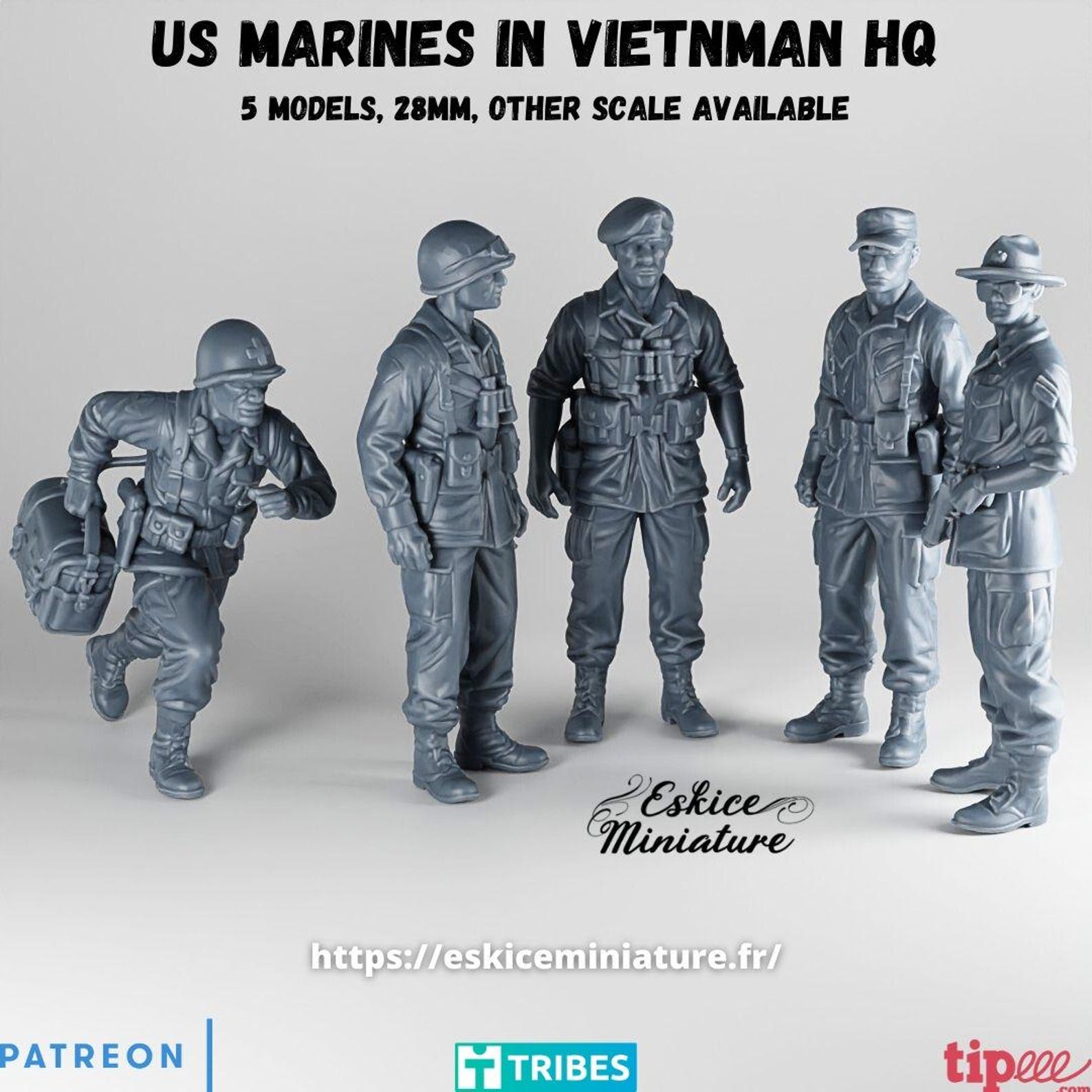 War Models Vietnam War US Marines HQ Set (5 Models) Various Scales Historical ...