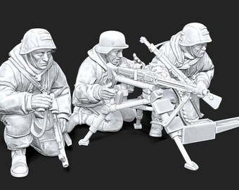 WWII German Schweres MG42 on tripod with crew (3 models) Various Scales Historical Wargaming
