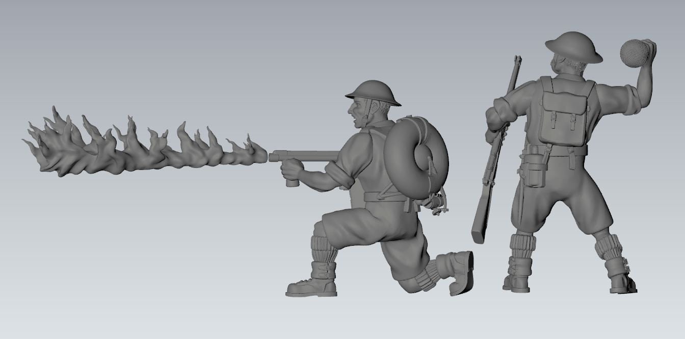 WWII British 8th Army Assault Engineers Flamethrower Team (2 Models ...