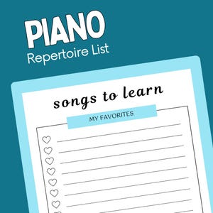 Piano Playlist Ideas Songs to Learn Music Worksheet Student Repertoire Ideas Printable PDF