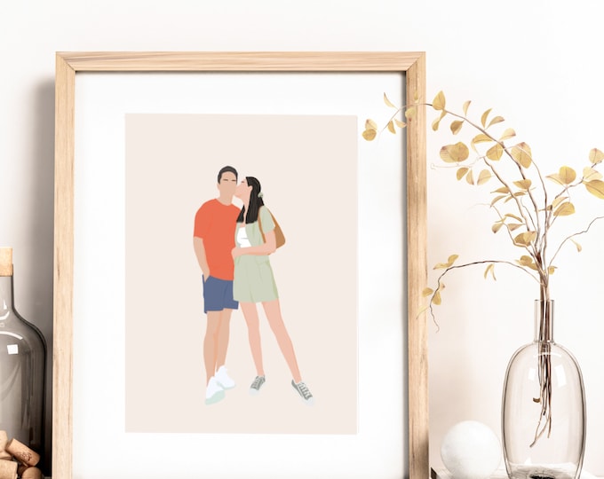 Couple Illustrations | Couple Portrait | Couple Faceless Illustrations | Perfect Anniversary and Birthday gift