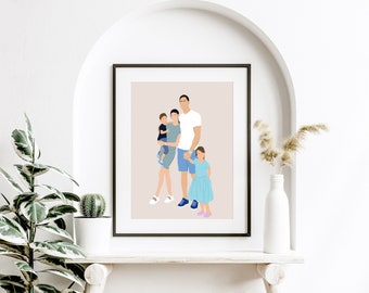 Custom Faceless Portraits, custom flat illustrations, personalised photo, photo illustrations, perfect for gifts, family portraits & couples