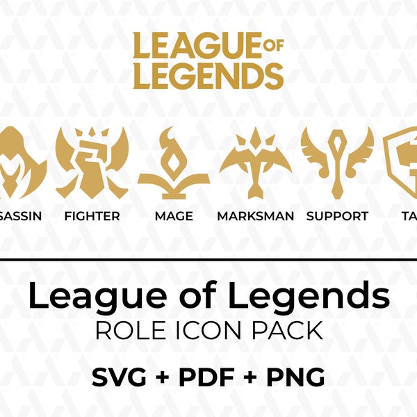 League of Legends - Role Icon Pack - Download Vector Logo (SVG, PNG, PDF) Gaming, Video Game - Assassin, Mage, Marksman, Support, Tank