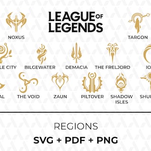 League of Legends - Regions Icon Pack - Download Vector Logo (SVG, PNG, PDF) Gaming, Video Game - Noxus, Targon, Demacia, Freljord, Void...