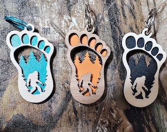 Houten Bigfoot-sleutelhanger: Sasquatch-voetafdruk, nieuwigheidscadeau