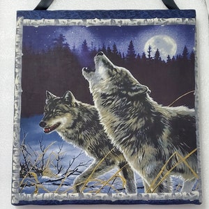 Wolf Wall Hanging 15&quot; high x 14 &quot;wide x .75&quot; deep