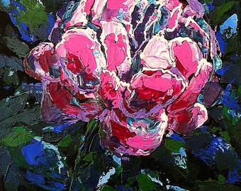 The Peony . Abstract Flower Painting on Canvas, Original Art, Floral Painting, Modern Painting, Room Wall Decor, Gift for Women