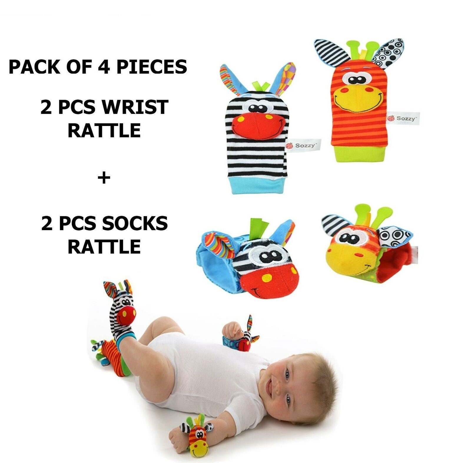 Poignet Rattle Foot Finder Chaussettes 4 Pcs Bébé Rattle Toys Cadeau Pour  Bébé Garçon Fille